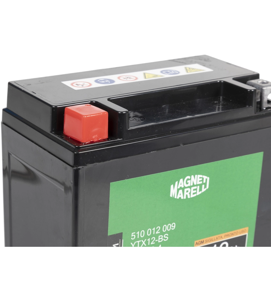 MAGNETI MARELLI BATTERIA MOTO E SCOOTER 12AH 12V 140A TECNOLOGIA AGM SIGILLATA POLO POSITIVO SINISTRO